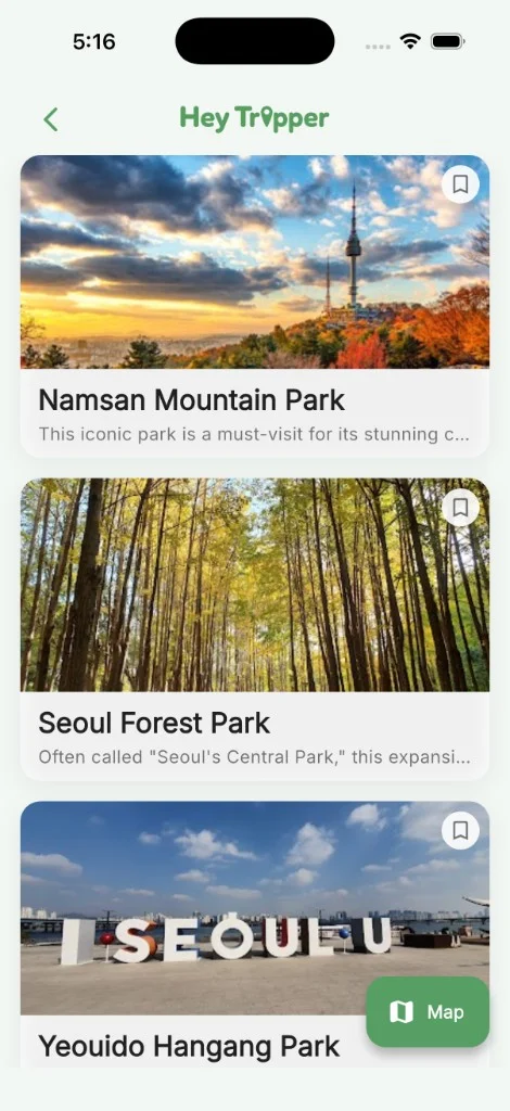 Hey Tripper — places matched to your mood